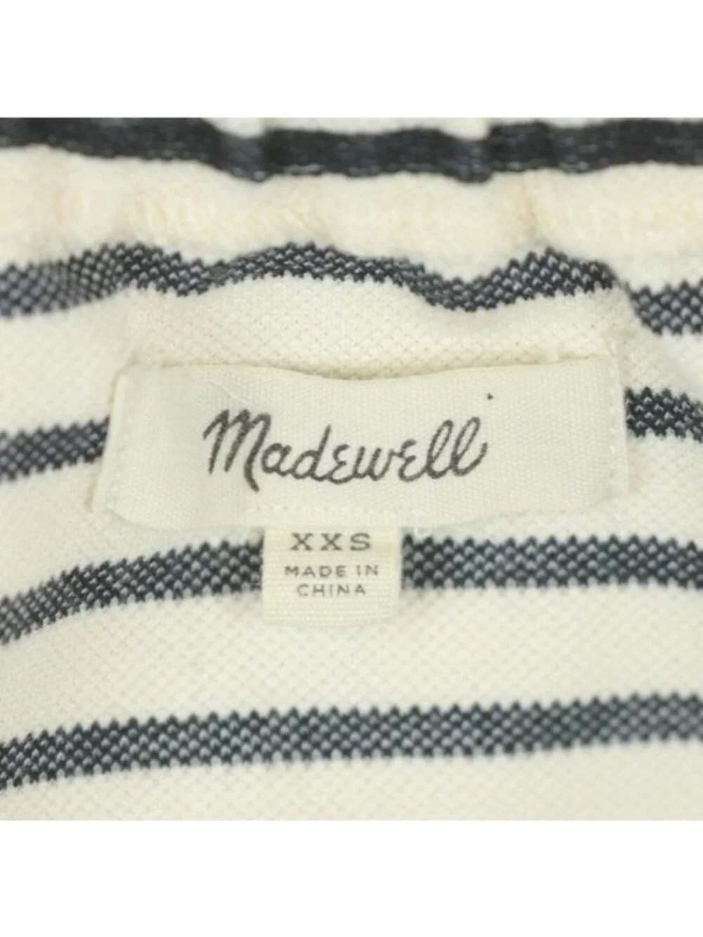 Madewell Melody Women's XXS Cream Black Striped Off The Shoulder Blouse